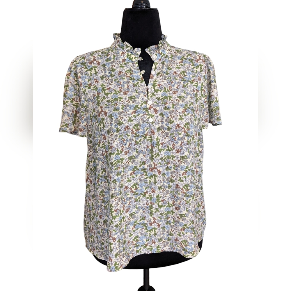 Floral Flounce Sleeve Blouse